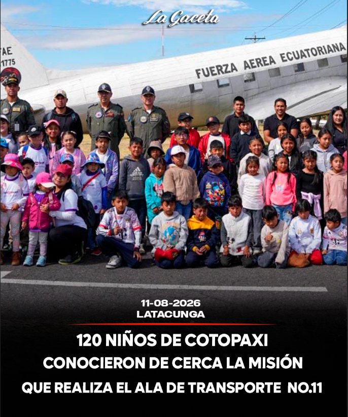 120 niños de Cotopaxi conocieron de cerca las misiones que realiza el Ala de Transporte Nro. 11
