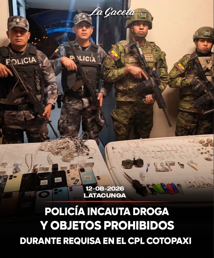 Policía incauta droga y objetos prohibidos durante requisa en el CPL Cotopaxi