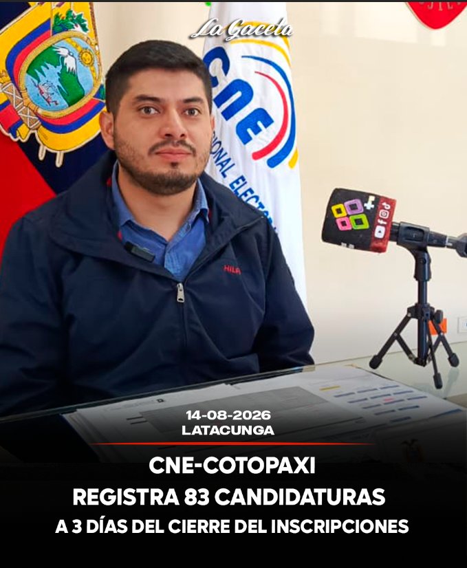 CNE-Cotopaxi registra 83 candidaturas a tres días del cierre de inscripciones
