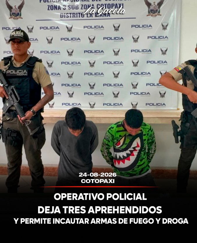 Operativo policial deja 3 aprehendidos y permite incautar armas de fuego y droga