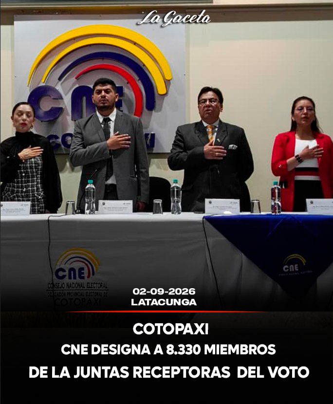 CNE designa a 8.330 miembros de las juntas receptoras del voto en Cotopaxi
