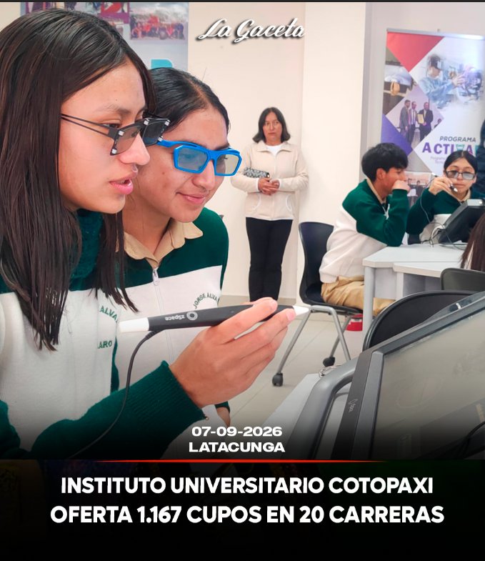 Instituto Universitario Cotopaxi oferta 1.167 cupos en 20 carreras