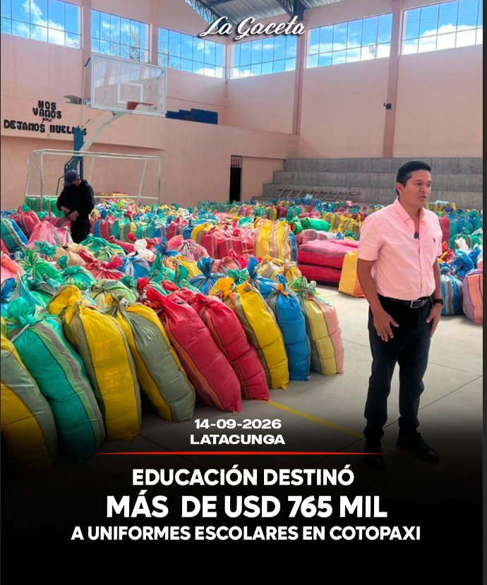 Educación destinó más de USD 765 mil a uniformes escolares en Cotopaxi