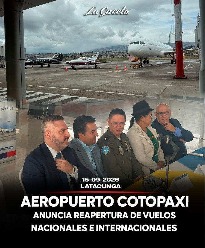 Aeropuerto Cotopaxi anuncia reapertura de vuelos nacionales e internacionales