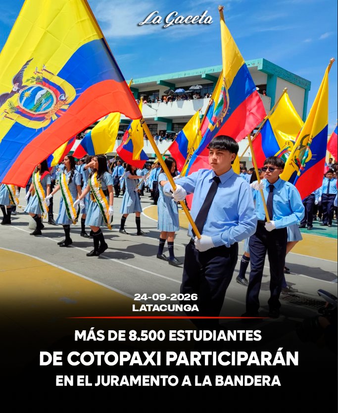 Más de 8.500 estudiantes de Cotopaxi participarán en el Juramento a la Bandera