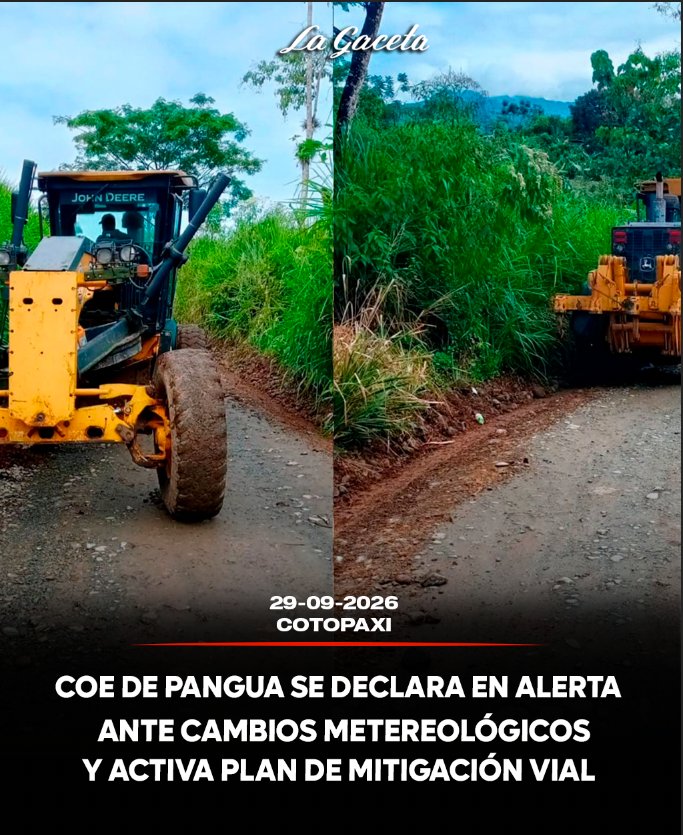 COE de Pangua se declara en alerta ante cambios meteorológicos y activa plan de mitigación vial