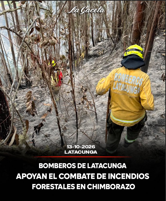 Bomberos de Latacunga apoyan el combate de incendios forestales en Chimborazo
