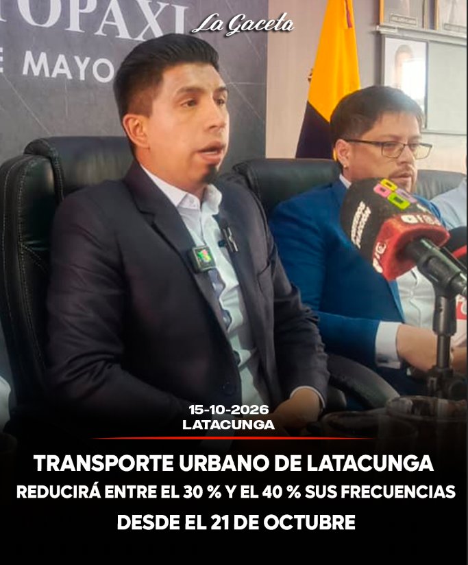 Transporte urbano de Latacunga reducirá entre 30 % y 40 % sus frecuencias desde el 21 de octubre