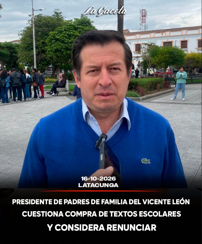 Presidente de padres de familia del Vicente León cuestiona compra de textos escolares y considera renunciar