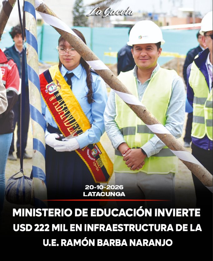 Ministerio de Educación invierte USD 222.000 en infraestructura de la U.E. Ramón Barba Naranjo