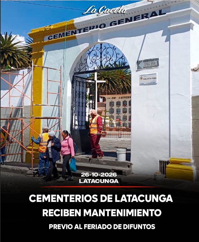 Cementerios de Latacunga reciben mantenimiento previo al feriado de Difuntos