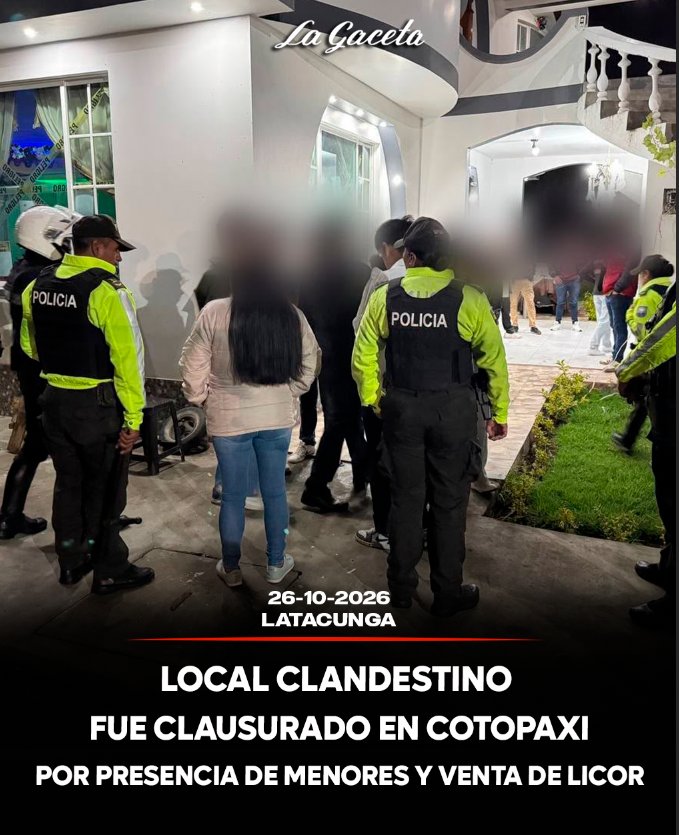 Local clandestino fue clausurado en Cotopaxi por presencia de menores y venta de licor